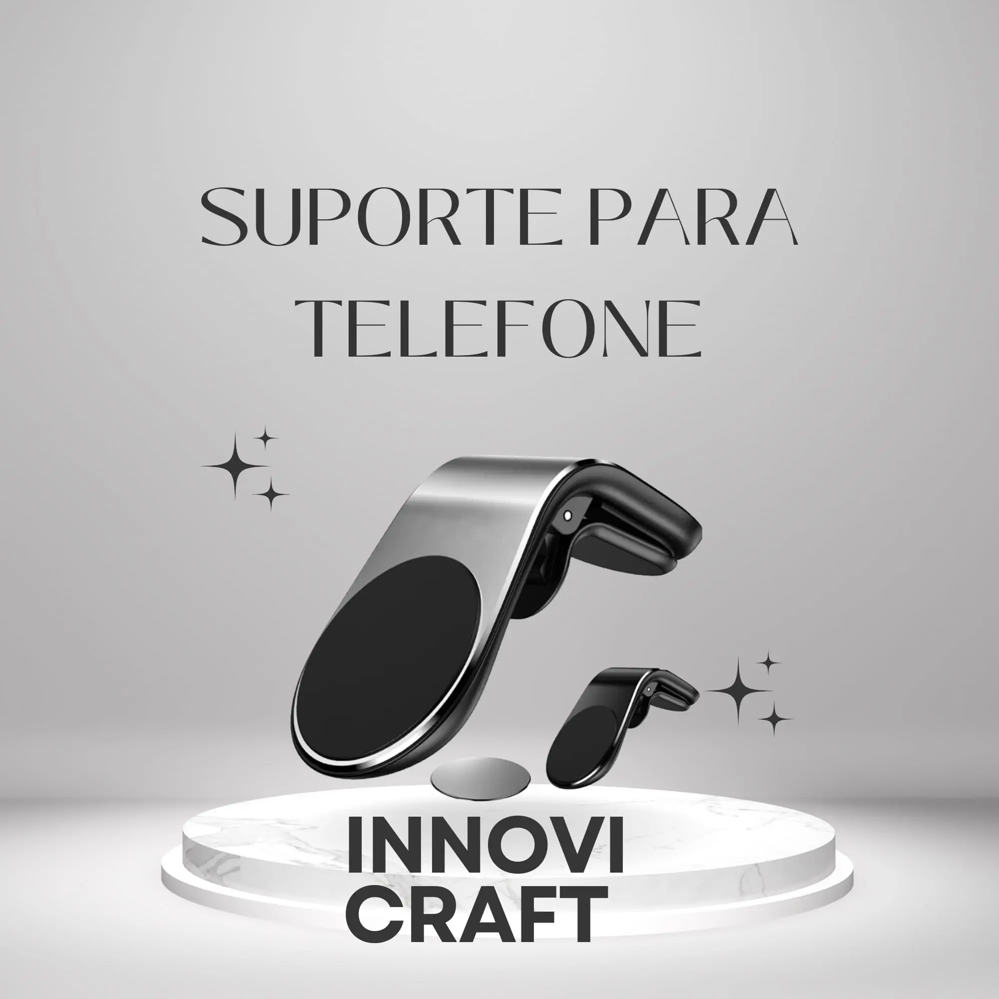 Suporte Magnético Automotivo 360 °   Base Antiderrapante com Ímã Forte para Celular Smartphone e Navegação