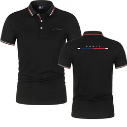 Camiseta clásica de París para hombre, Polo de manga corta, Top informal de verano con cuello de botón, Polo informal de súper M-4XL