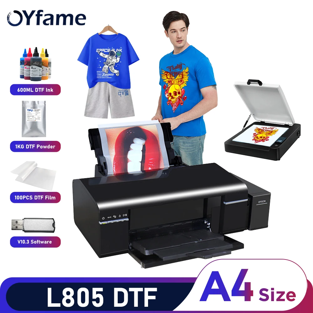 

OYfame A4 A3DTF Printer Machine A4 For L805 DTF Directly Transfer Film Printer For Clothes Textile DTF T-shirt Printing Machine