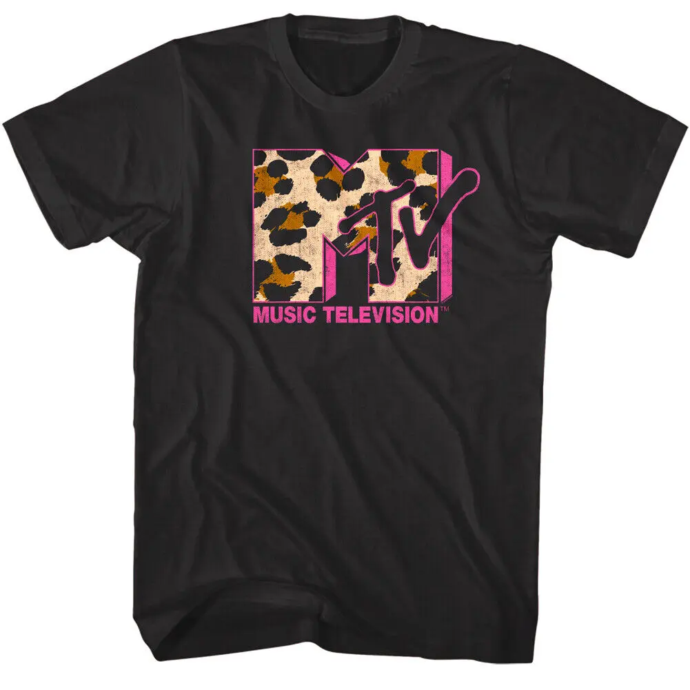 MTV Logo Iterations Men's T Shirt Iconic TV Designs Leopard Print Dress Up