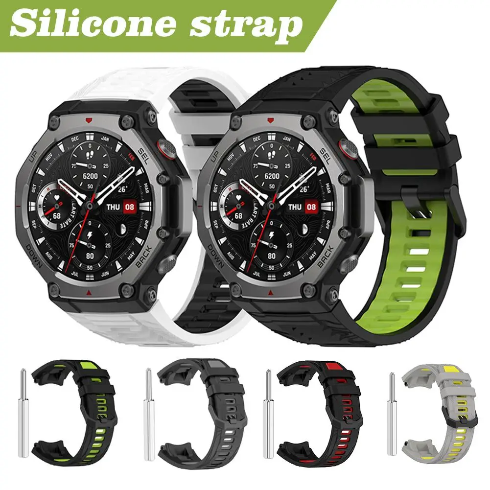 Bicolor Silicone Strap for Huami Amazfit T-REX 3 Smart Watch Strap Watchband T-Rex3 Sport Bracelet Wristband With Tool S9C4