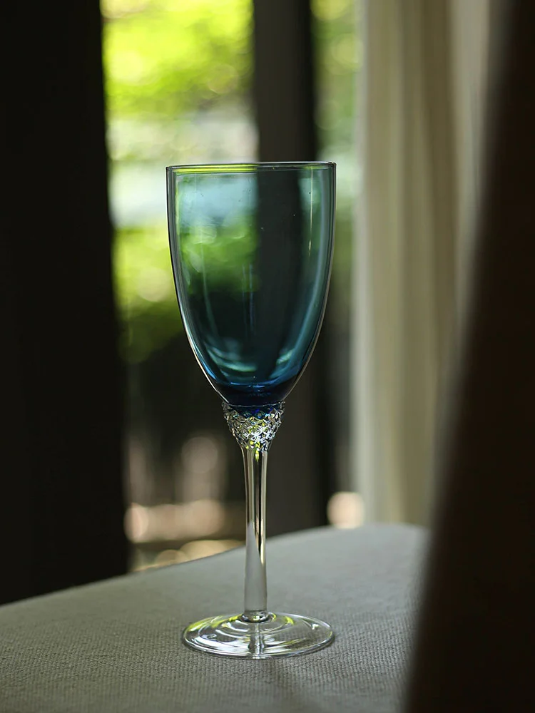 Vintage Black Gem Navy Diamond Champagne Glass Home Restaurant Wine Glass