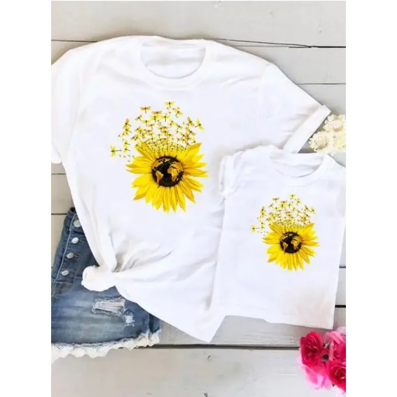 Summer Shop  Family Matching Flower Butterfly Trend Women Love Kid Child Mama Mother Tshirt Tee T-shirt Clothes Clothing