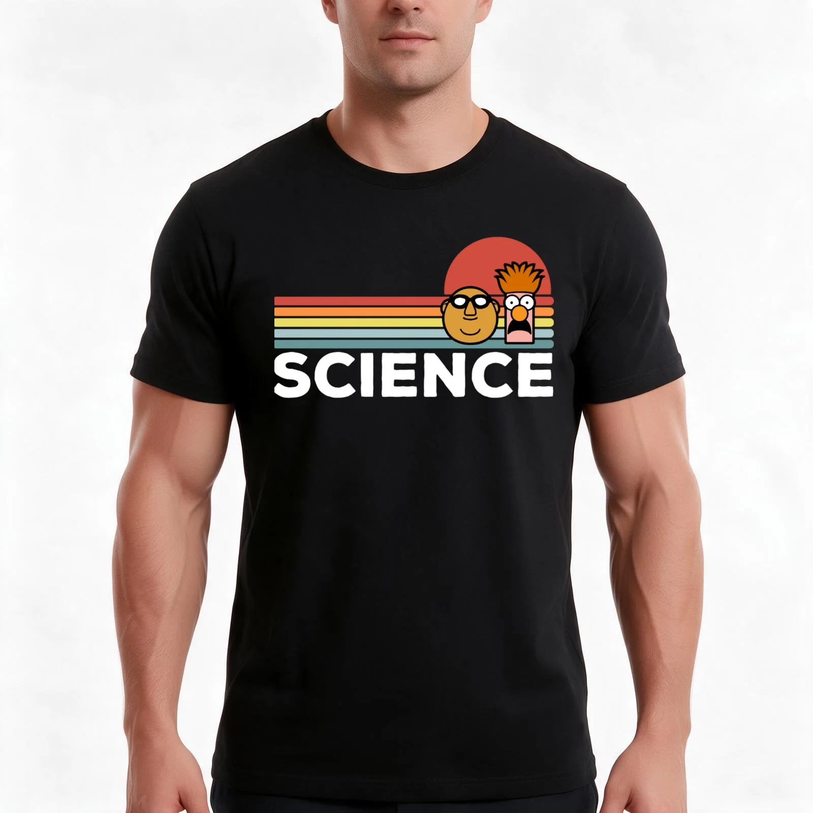 Science - Bunsen And Beaker T-Shirt, Summer Casual Cotton Tee, Oversized Streetwear Tops, Vintage Graphic Print, 100% Cotton
