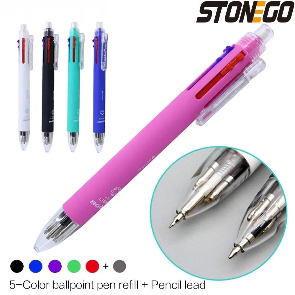 STONEGO Creative Ballpoint Pen Color Retractable Ballpoint Pen Stationery Pen 6 in 1