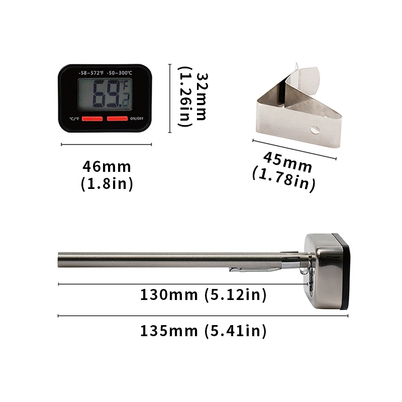 watchget digital Stainless Steel Coffee Thermometer Kitchen Food Cooking Milk Coffee Safely