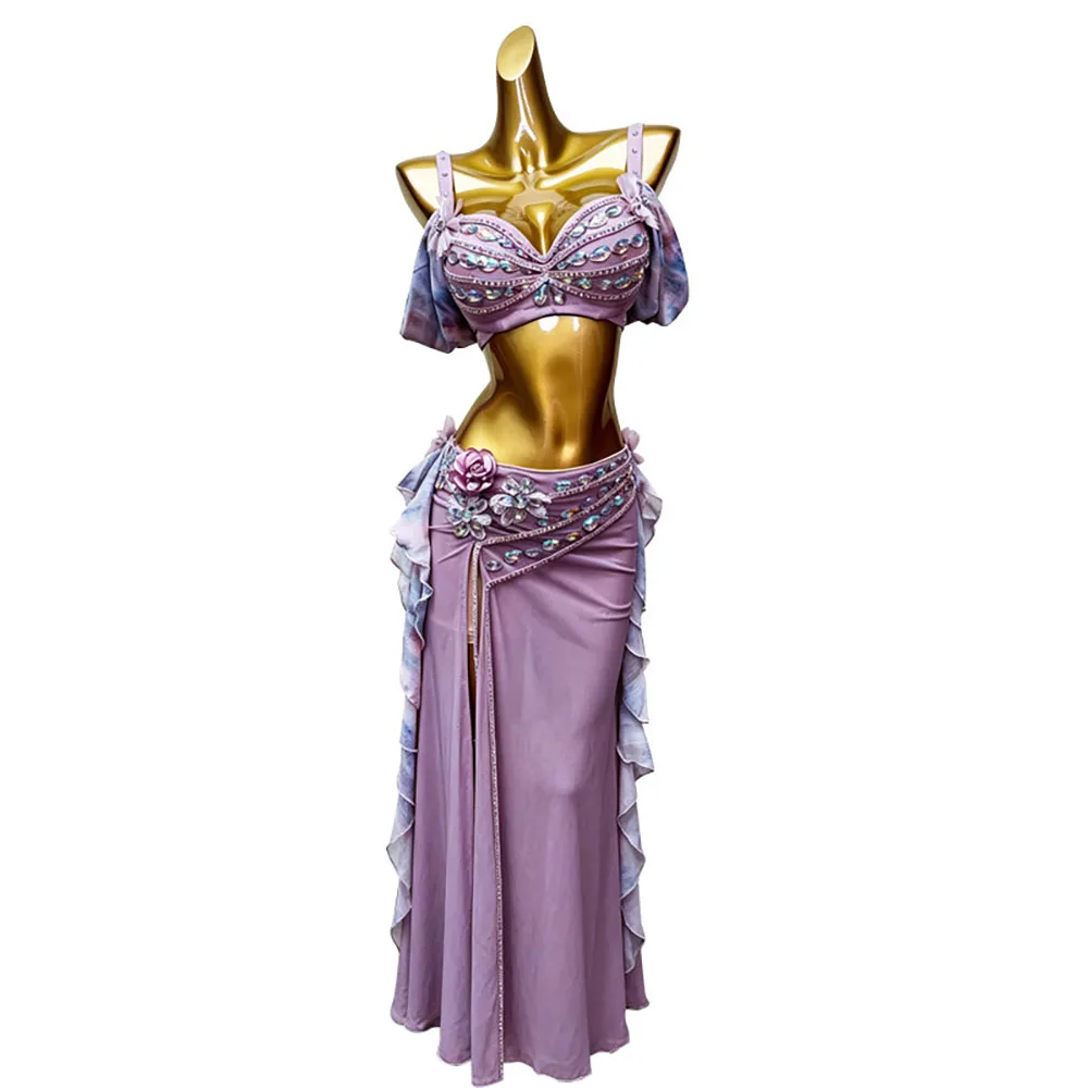 

Belly Dance Adult Children's Dress AB Diamond High-End Blend Print Cha Cha Tango Women's Clothing
