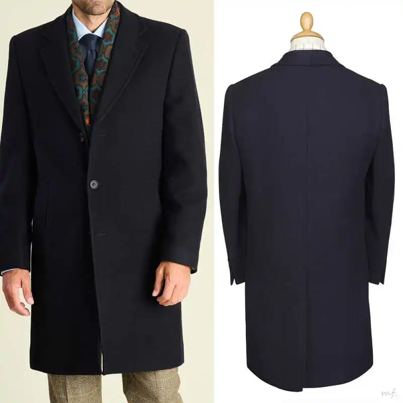 

Solid Woolen Overcoat Customized Men Single Breasted Winter Long Jacket Smart Casual Pocket Fashion Warm Coat