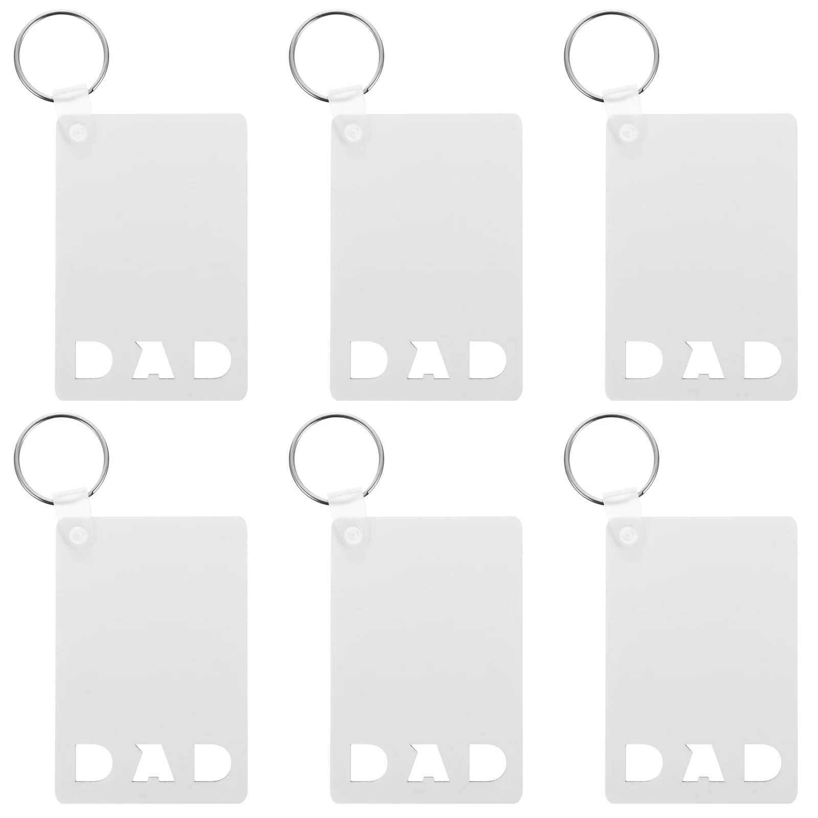 6 Pcs Dye Sublimation Keychain Rectangle Blanks Heat Transfer Bulk Keyring Photo Dad