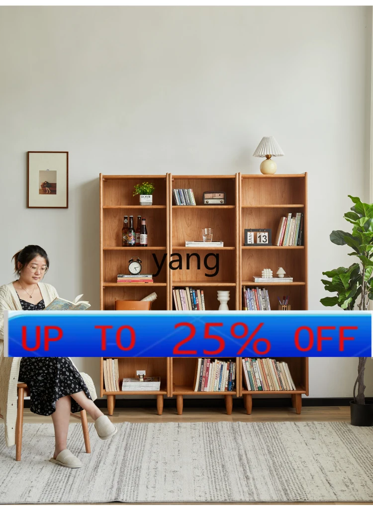 lmm Solid Wood Bookcase Floor-standing Cherry Wood Japanese-style Combination Cabinet Study White Oak Magazine Cabinet