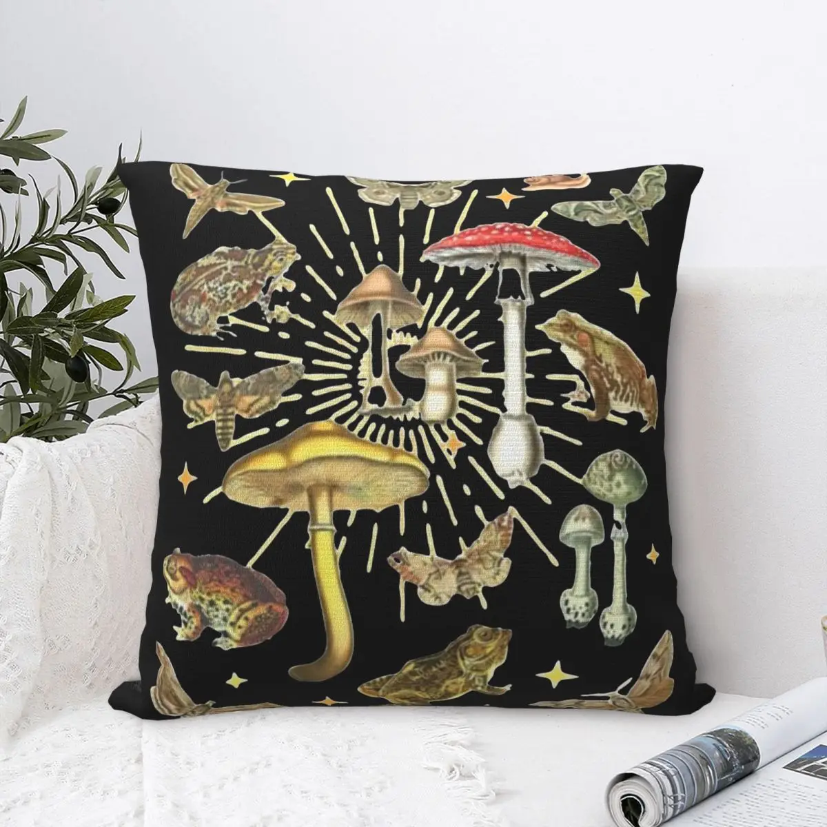 Cottagecore Aesthetic Frog Goblincore Grugne Fairycore Mushroom Pillow Covers Home Cushion Cover Cool Throw Pillow Case 40*40