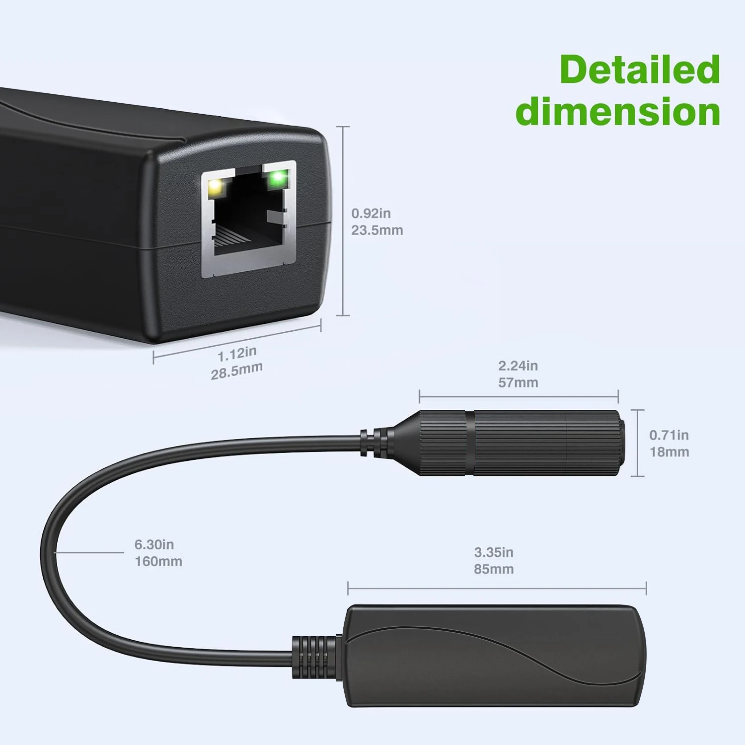 기가비트 PoE 48V ~ 24V PoE 변환기, RJ45 포트 출력 24V/1A, 패시브 24V 장치용 IEEE802.3af/at