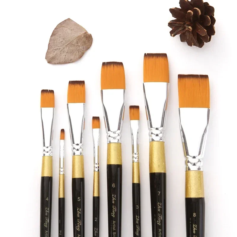 8 Pcs Professional Paint Brushes Different Shape Nylon Hair Artist Painting Brush For Acrylic Oil Watercolor Art Supplies