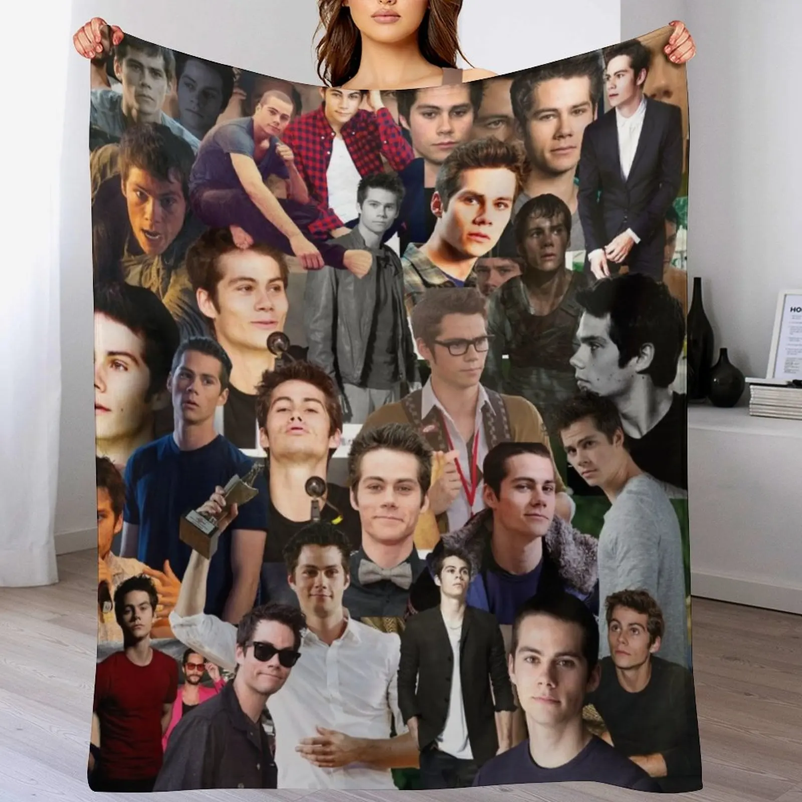 Dylan O'Brien Abstract Seamless Collage Pattern Throw Blanket