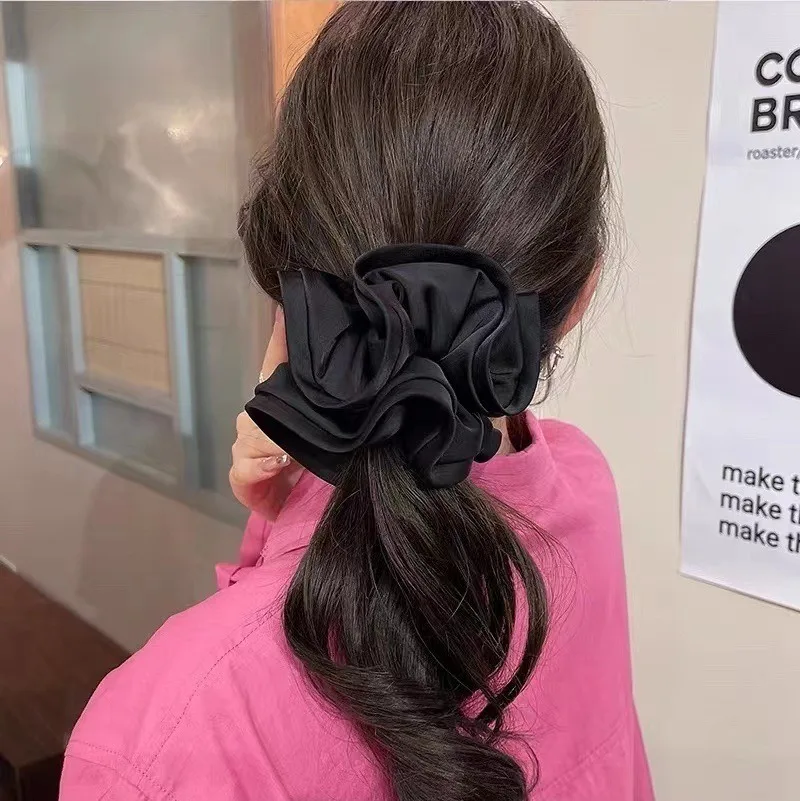 Oversized Stringy Selvedge Smooth Satin Elastic Headbands Girs  Large Intestine Hair Circle Women Hair Accessories  SA762