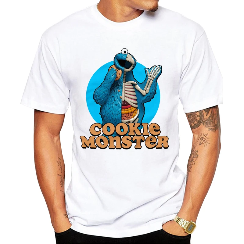 TEEHUB-Camiseta blanca con estampado de monstruo de las galletas para hombre, camisetas de manga corta geniales, 2024