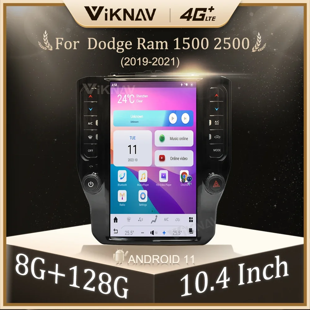 12,1-дюймовый автомобильный радиоприемник Andriod11, обновленный стерео для Dodge Ram 2019 2020 2021, мультимедийный плеер, GPS Carplay, Android, авто головное устройство