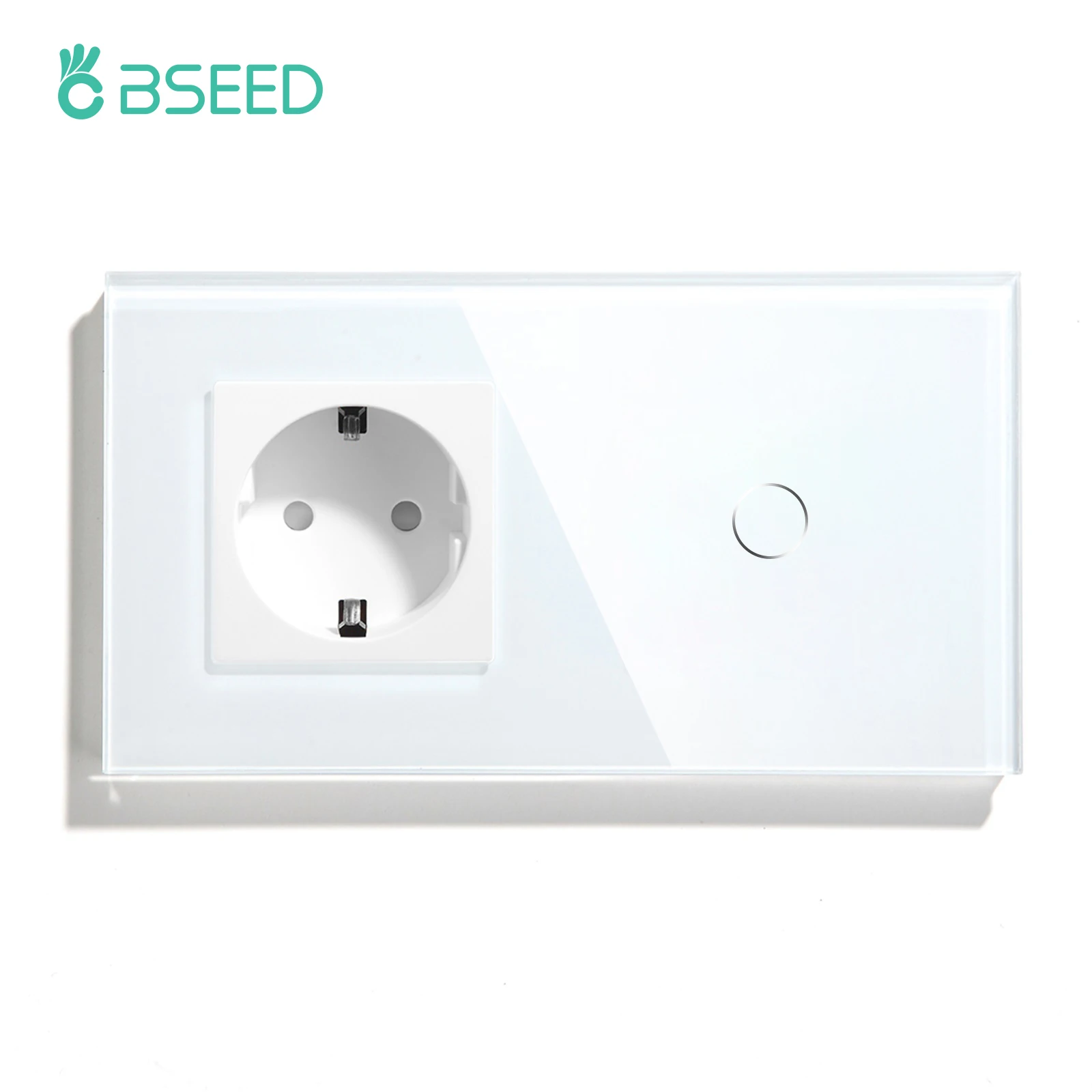 Bseed Wand Stopcontact Met 1/2/3 Bende 1way Touch Light Schakelaar Usb Type-C Lading Stopcontact Glas Paneel Witte Wandschakelaar