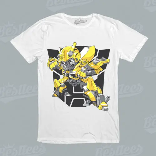 Unisex Robot Love Transformer Yellow Bumblebee Hero Cartoon T-Shirt