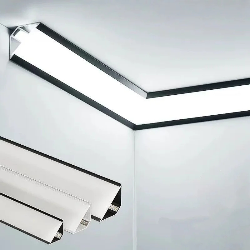 Decke leuchtende Gipslinie LED Aluminium Profil Kanal V-Form obere Ecke 45-Grad-Beleuchtung Innendekor Atmosphärenlampe