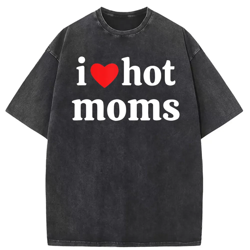 I Love Hot Moms Tshirt Funny Red Heart Love Moms T Shirt On Sale Family Long Sleeve Mens Sweatshirts Youthful Clothes