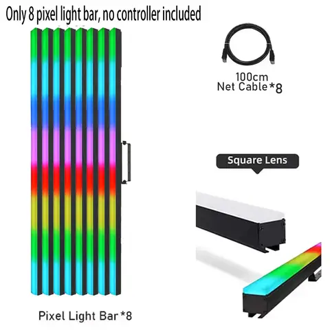 4/8 RGB LED Full-Color Pixel Light Bar, Stage Effect, Suitable for Party Bars, Only 8 Pixel Light Bar, Controller Not Included