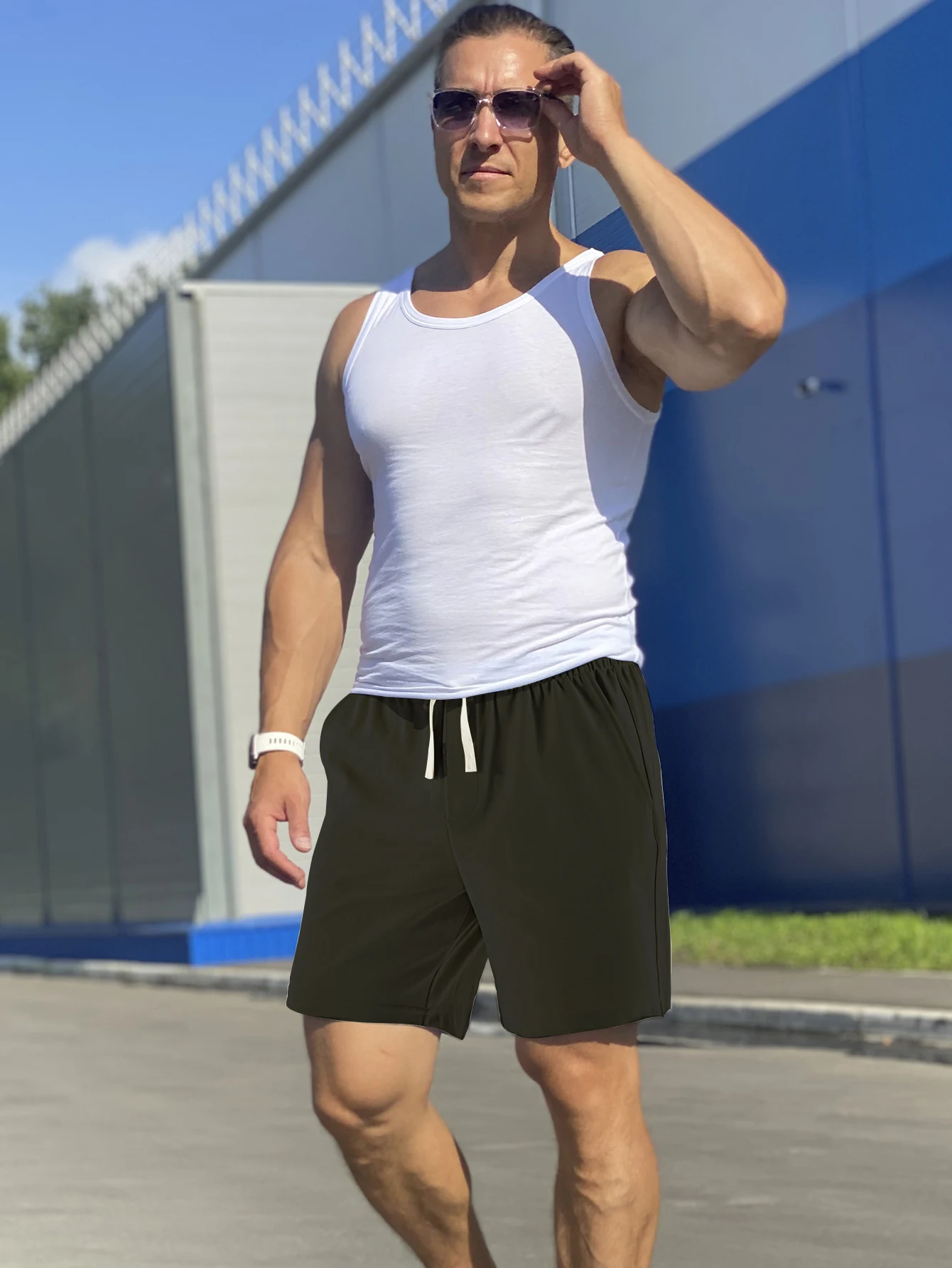 Pantalón corto de verano para hombre, con bolsillos, cintura elástica con cordón, tejido suave, ligero y cómodo.