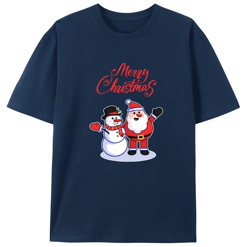 

Merry Christmas Santa Snowman Hug T-Shirt Xmas Holiday Spirit Mens Tee Shirt Short-Sleeved Tee Shirt