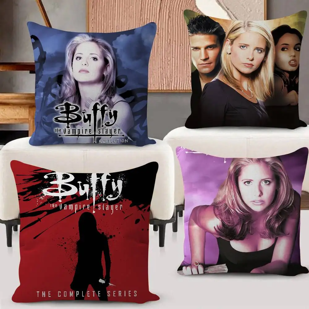 Movies B-Buffy The Vampire Slayer 45*45cm Cushion Cover Cushion Covers Natural Linen Breathable Sofa Bedroom Decor Pillowcase