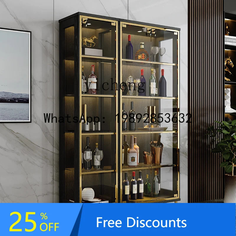 ABC  solid wood wine cabinet light luxury household display cabinet dining room side cabinet glass wine