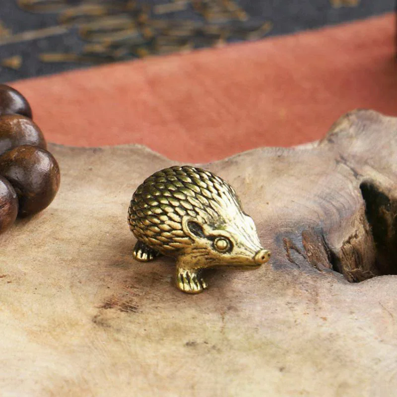 New Copper Hedgehog Small Ornaments Solid Brass Antique Animal Sculpture Crafts Desk Tea Table Decoration Home Decor