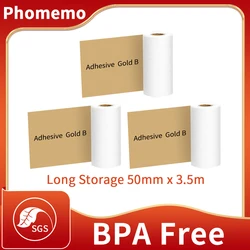 Phomemo-rollos de papel para impresora fotográfica térmica, papel adhesivo transparente dorado para impresora M02, M02S, M02Pro, nota adhesiva imprimible