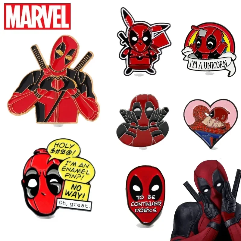 Marvel Brooches Deadpool Spider Man Collection Enamel Alloy Badge Clothing Accessories Pins for Backpacks Anime Jewelry Gifts