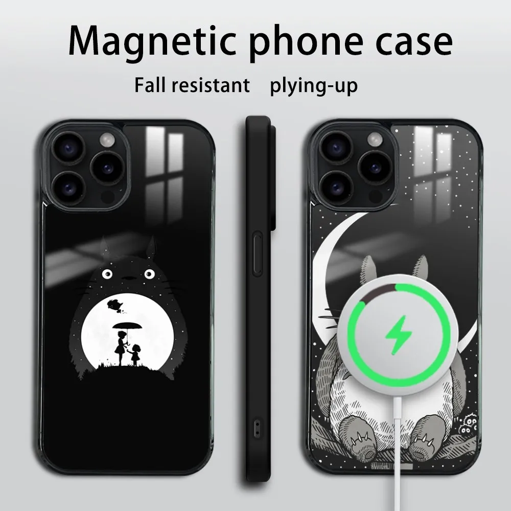 T-Totoros Phone Case For iPhone 16 15 14 13 12 11 PRO MAX PLUS Mini Magnetic wireless mirror phone case