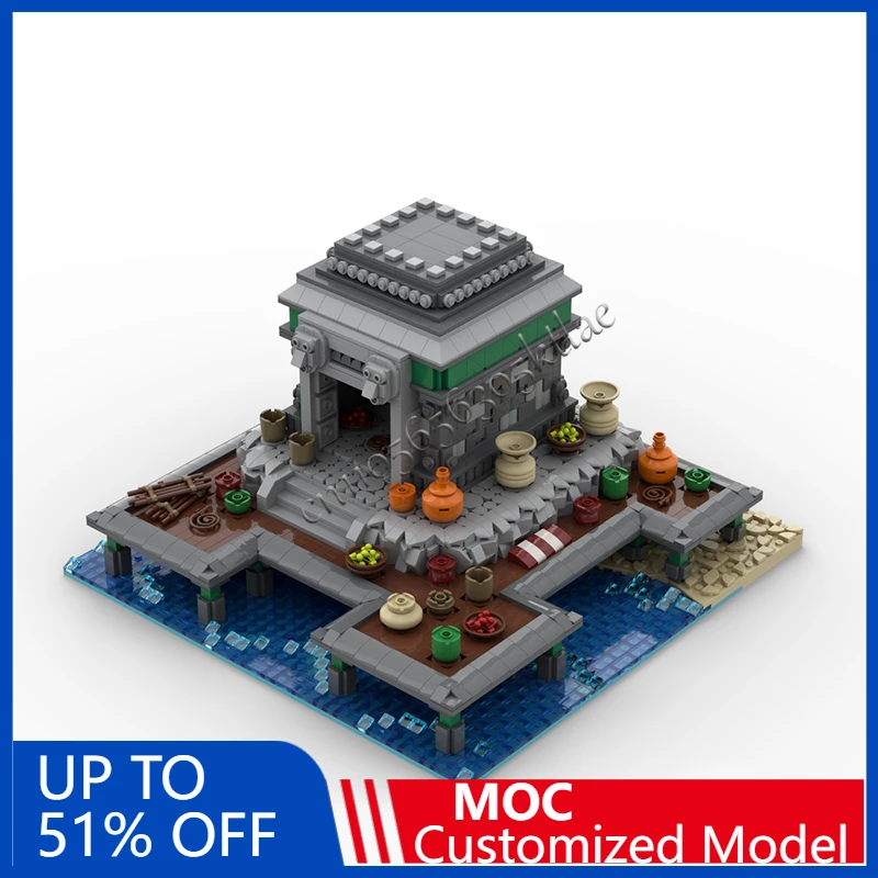 2950개 조각 하우스 스트리트 무역 부두 얕은 해저 MOC 맞춤형 모듈식 블록 어린이 인기 DIY 크리스마스 장난감 선물