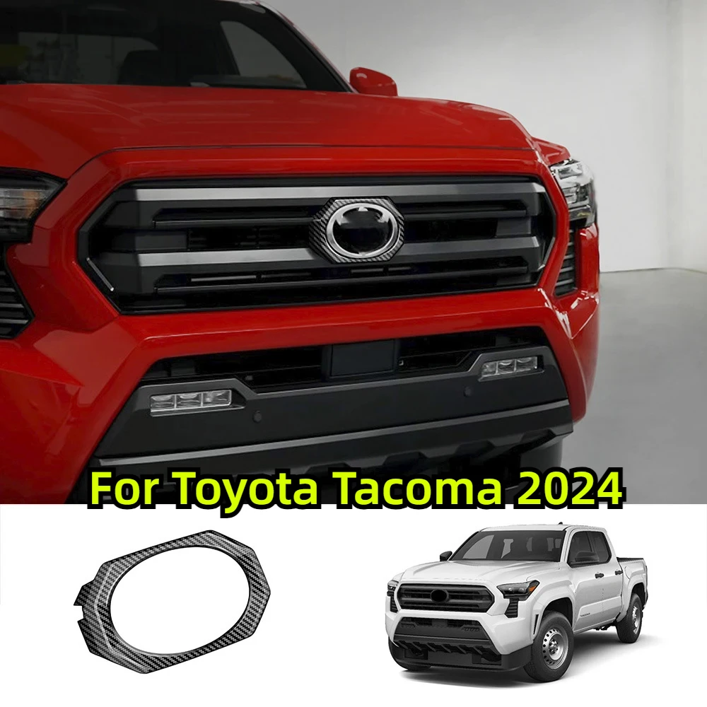 

Fit For Toyota Tacoma 2024 Car Head Logo Decoration Frame Sticker ABS Carbon Fiber Front Grille logo frame Trim Car Accessories