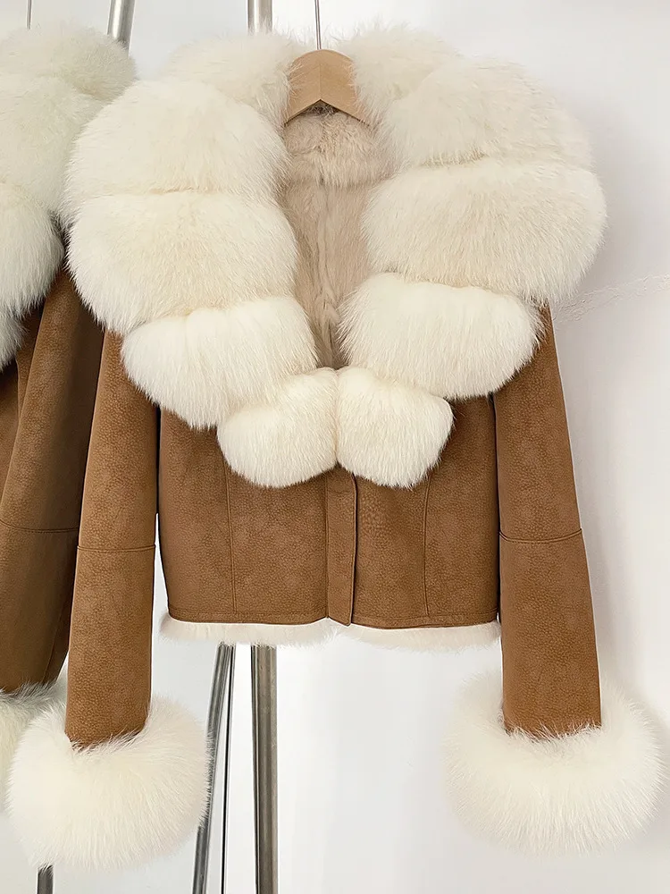 ZMEENNA Dames Elegante Korte Nepbontjas Pluizige Winterjas Zachte Warme Bovenkleding Stijlvolle Modieuze Pluche Top ZM3381