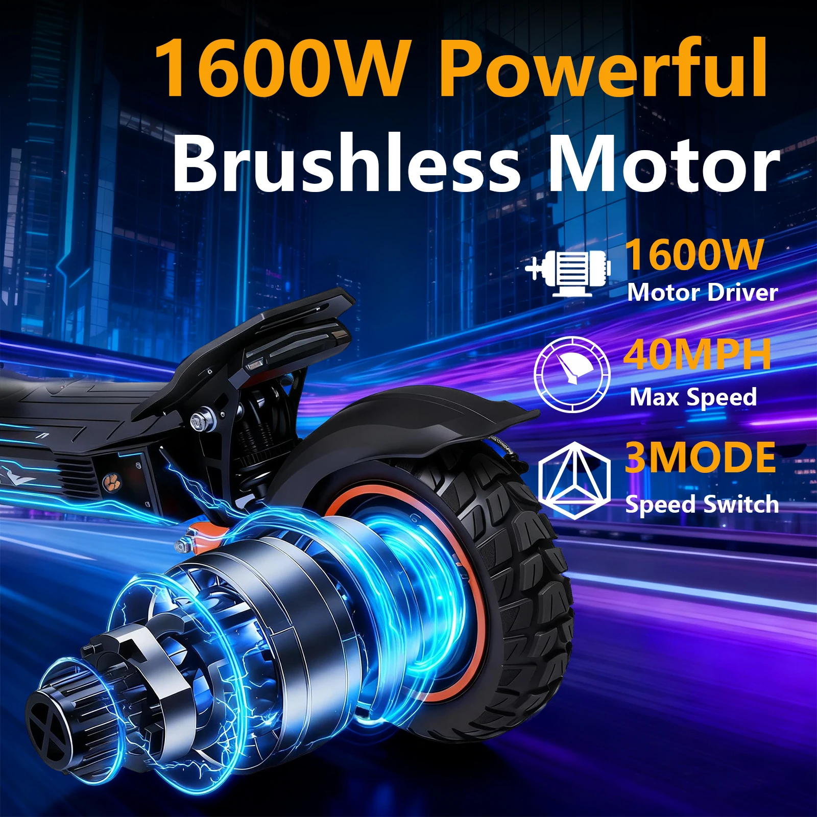 

UNQYX K11 Electric Scooter 1600W with 48V 21AH High Capacity Battery 34 Miles Long Range 40 MPH 11 Inch Tyres Foldable Escooter