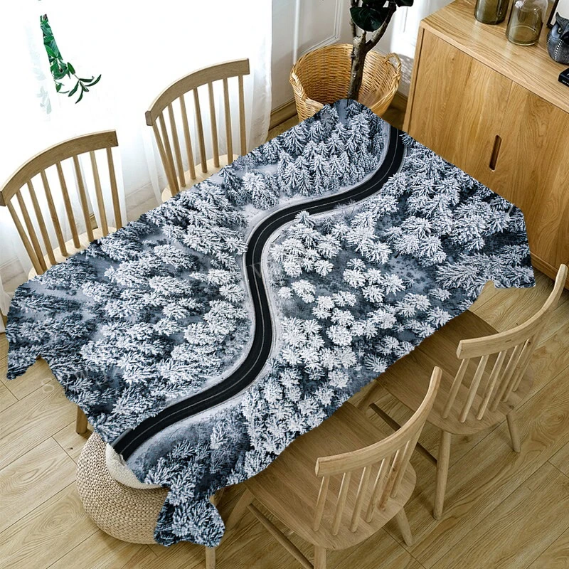 

3D Fashion Road Tablecloth Kitchen Rectangular Dining Tablecloth Sunset Scenery Dinner Party Wedding Decoration Accessories