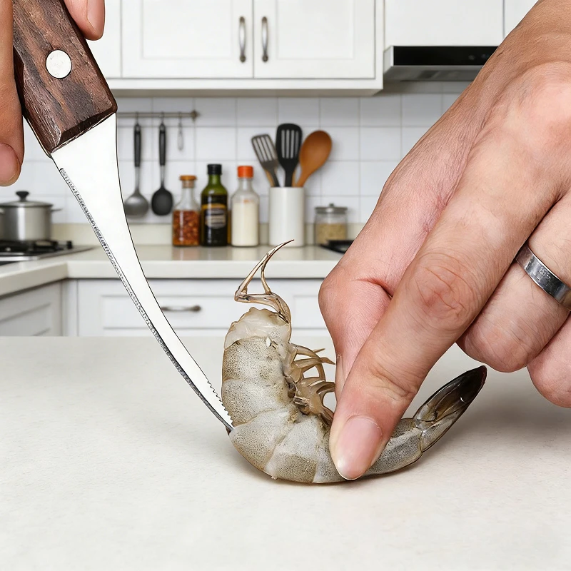 Stainless Steel Shrimp Peeler Deveiner Tool, Seafood Shrimp Line Remover Kitchen Gadget