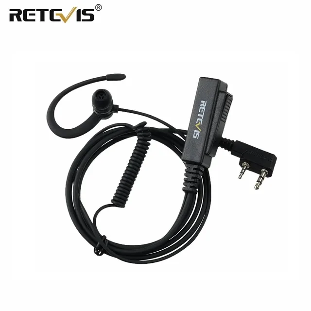 Retevis Walkie Talkie Earpiece 2Pin Soft Earhook Headset PTT Mic HD Speaker dla Kenwood Baofeng UV 5R dla Quansheng UV K5 EEK023