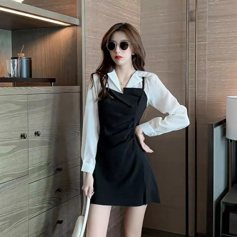 Hepburn Style femme robe Y2k coréen Vintage t-shirts Chic et élégant joli 2025 mode chaude femmes à manches longues robes chemise