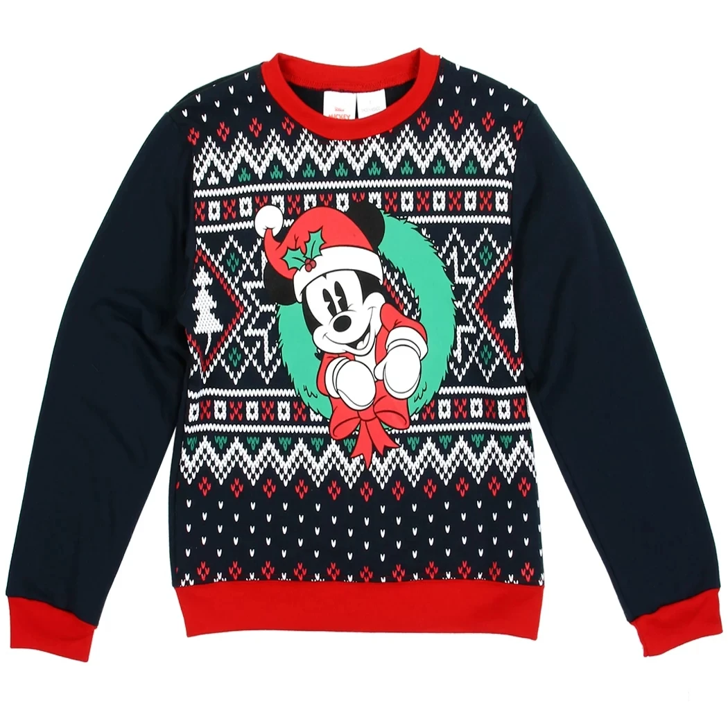 2024 Autumn Winter New 3D Printing Disney Mickey Mouse christmas Ugly Sweater Street Sports Casual Crew Neck Sweater Unisex