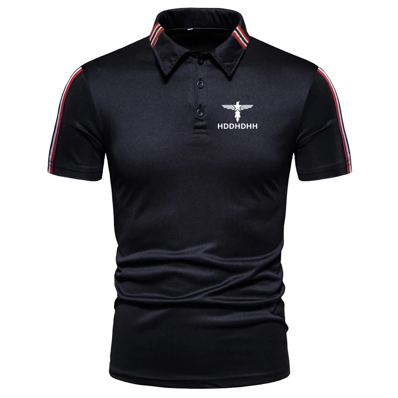 HDDHDHH Brand Print Summer Short Sleeve Polo Shirt Men Fashion Casual Slim Solid Color Business T-shirt Men's Clothing