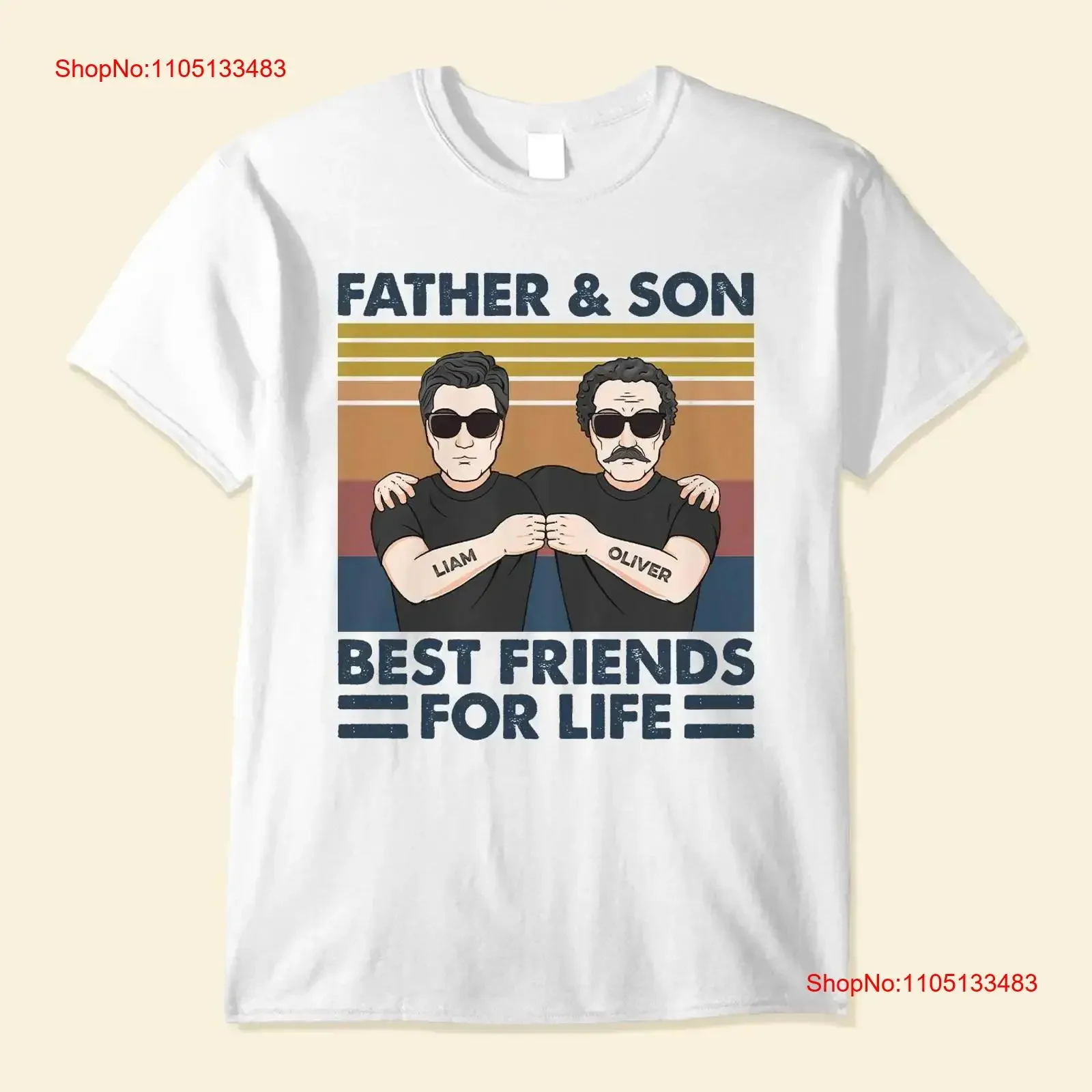 

Father And Son Best Friends For Life Personalized T Shirt Birthday Da vintage Washed Unisex Slightly fashion Soft