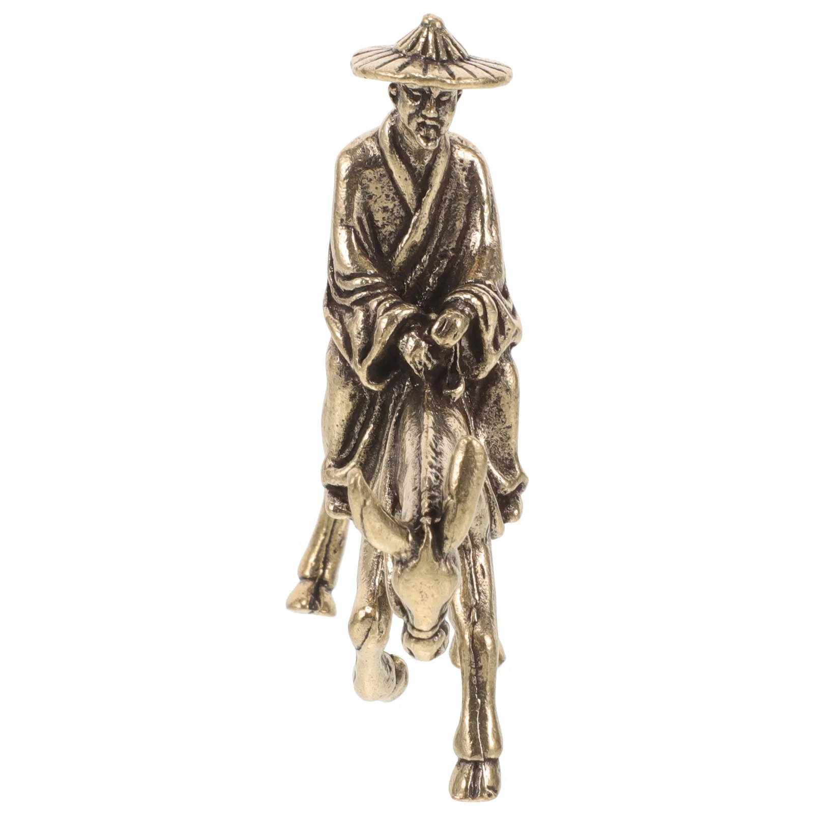 

Vintage Copper Old Man Riding Donkey Ornament Desktop Decor Home Decoration Shelf Table Decor Living Room Accessories