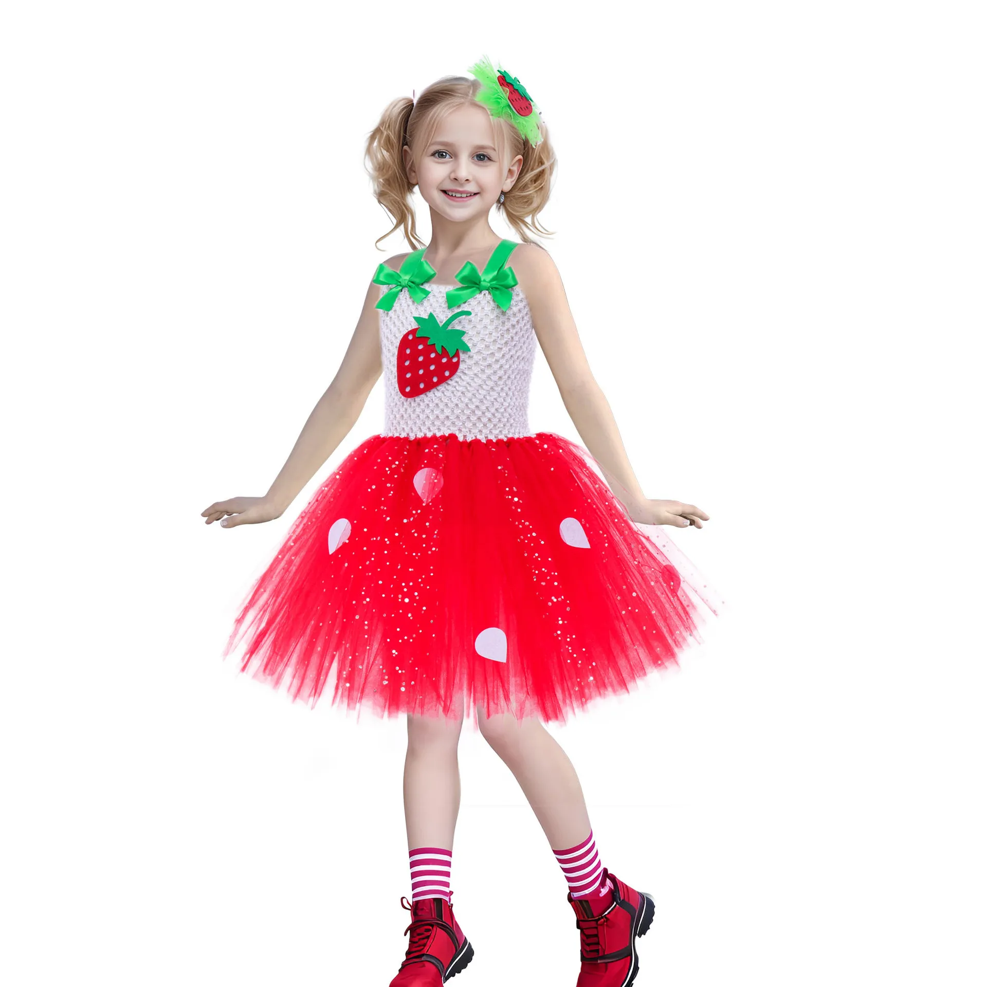 Niedliches Baby-Ballett-Tutu, Erdbeer-Spitzen-Prinzessinnenkleid, Kinder-Geburtstagskostüm, Rollenspiel-Wassermelonen-Weihnachtskleid, Geschenk – Detail 20