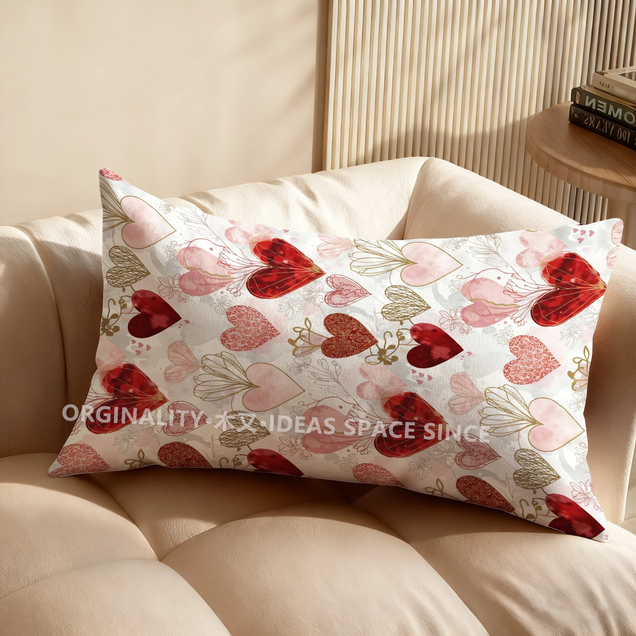 Heart Pattern Pillow Cover For Sale Suitable For Sofa Bedroom Car Pillow Cover Cushion Rectangular Back Cushion