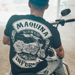 Men's T-shirt Mens Tee Shirts Streetwear Clothes Top Short Quarter Sleeve Striped Anime Motorcycle Music Cool Quick-drying Loose