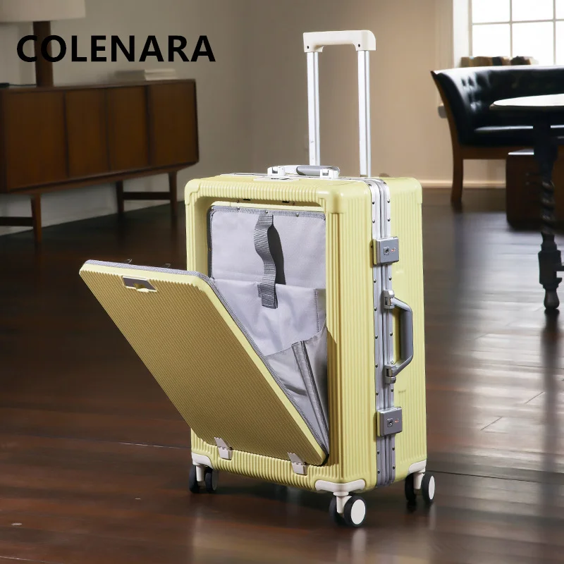 COLENARA 20"PC Suitcase Laptop Boarding Case 24 Inch Front Opening Boarding Case Women's Universal Wheel Rolling Luggage